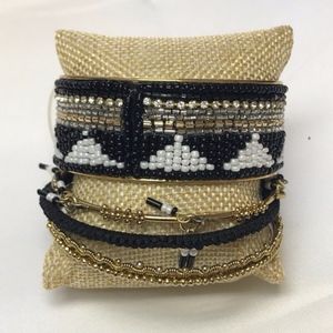 Charming Charlie Cuff Bangles Set Black and White